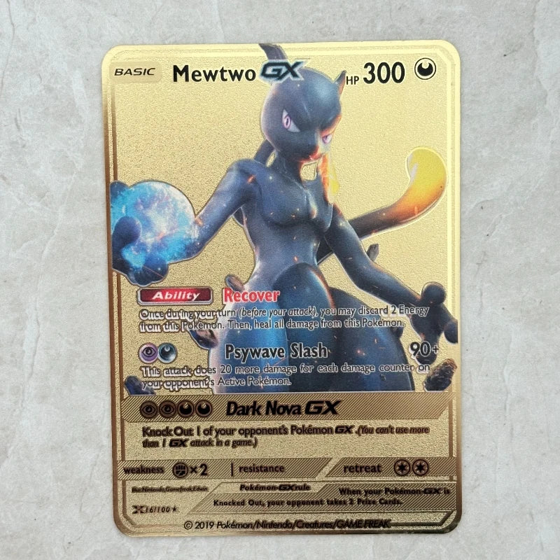Carte Pokémon Or en métal | Collection Mew Mewtwo