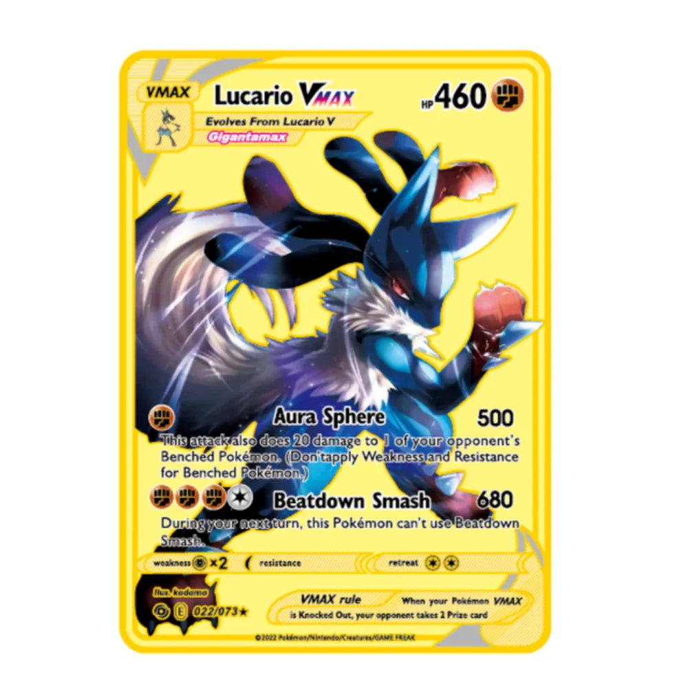 Carte Pokémon Or en métal | gx vmax + 35 choix