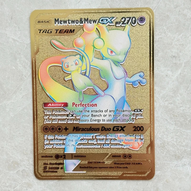 Carte Pokémon Or en métal | Collection Mew Mewtwo