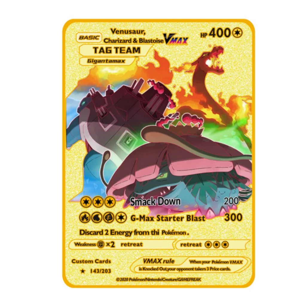Carte Pokémon Or en métal | gx vmax + 35 choix