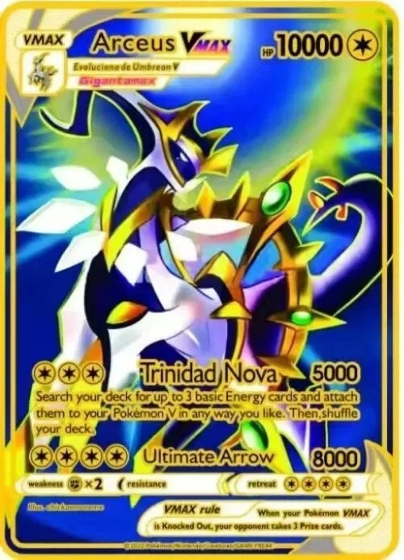 Carte Pokémon Or en métal Vmax Gx | Collection Elite Métallique Alpha, Collection Super PokéQuest : Royaume Fusion