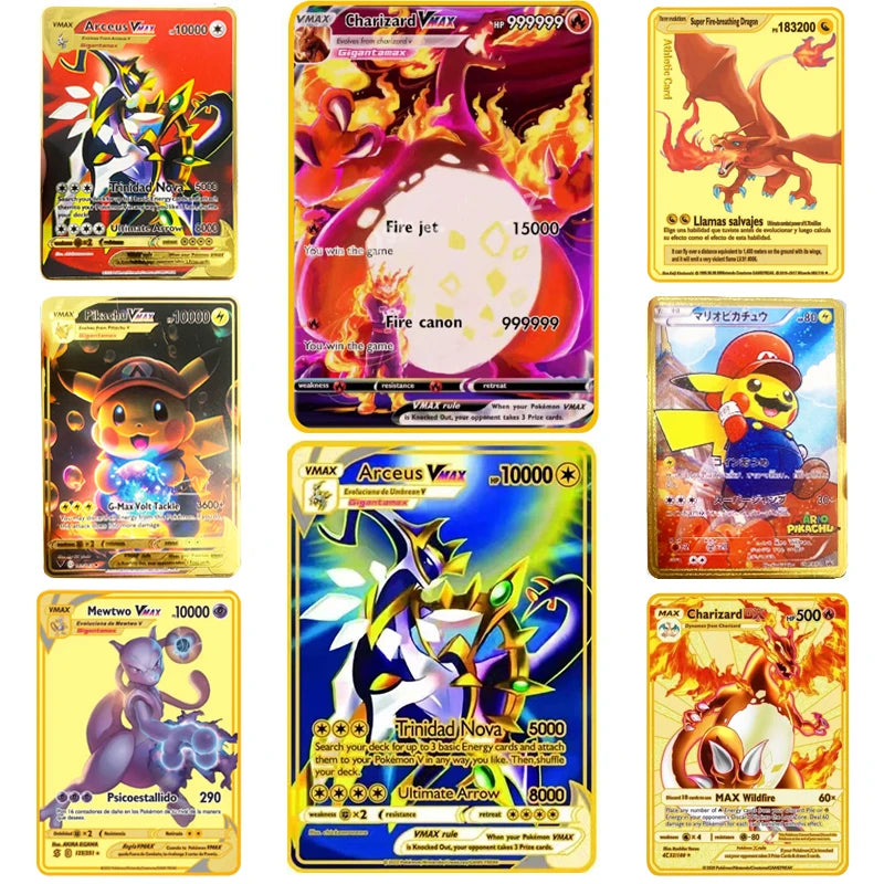 Carte Pokémon Or en métal Vmax Gx | Collection Elite Métallique Alpha, Collection Super PokéQuest : Royaume Fusion