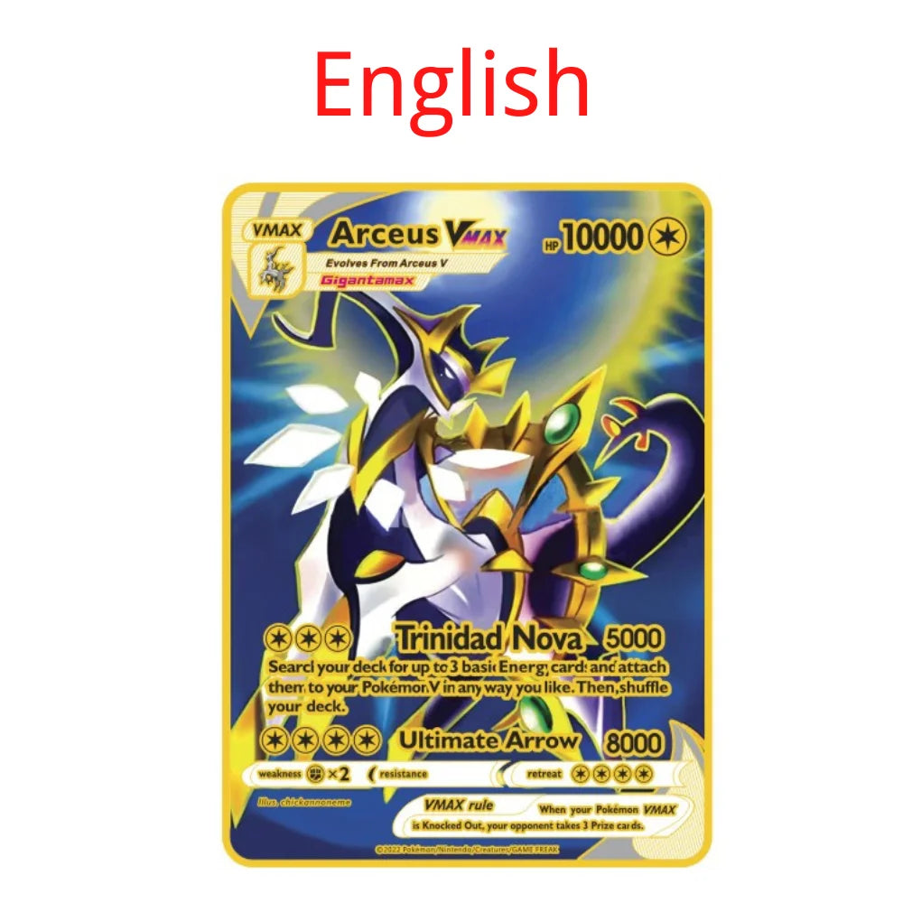 Carte Pokémon Or en métal | 10000 point arceus vmax édition Limitée