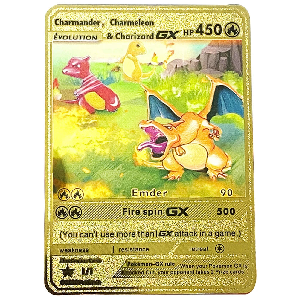 Carte Pokémon Or en métal Vmax Gx | Collection Elite Métallique Alpha, Collection Super PokéQuest : Royaume Fusion
