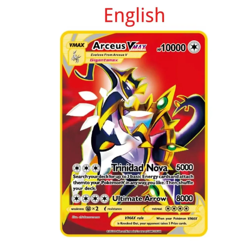Carte Pokémon Or en métal | 10000 point arceus vmax édition Limitée