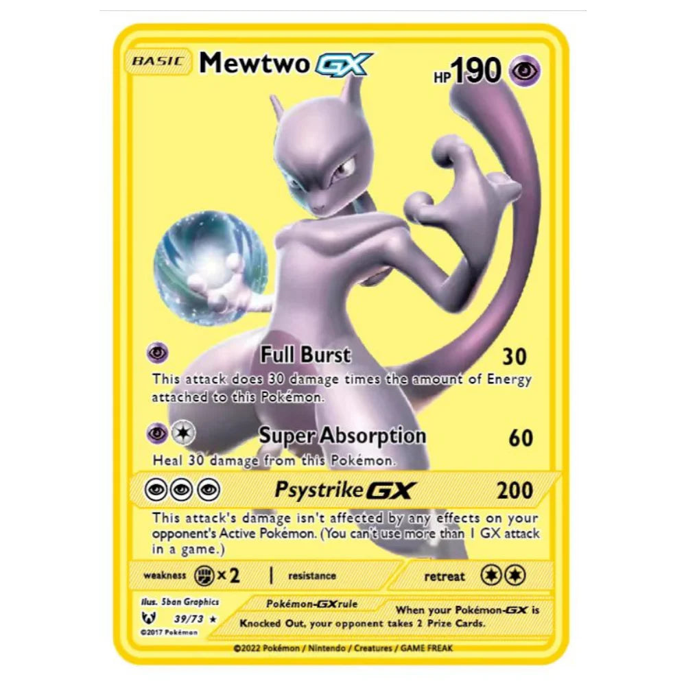 Carte Pokémon Or en métal | gx vmax + 35 choix