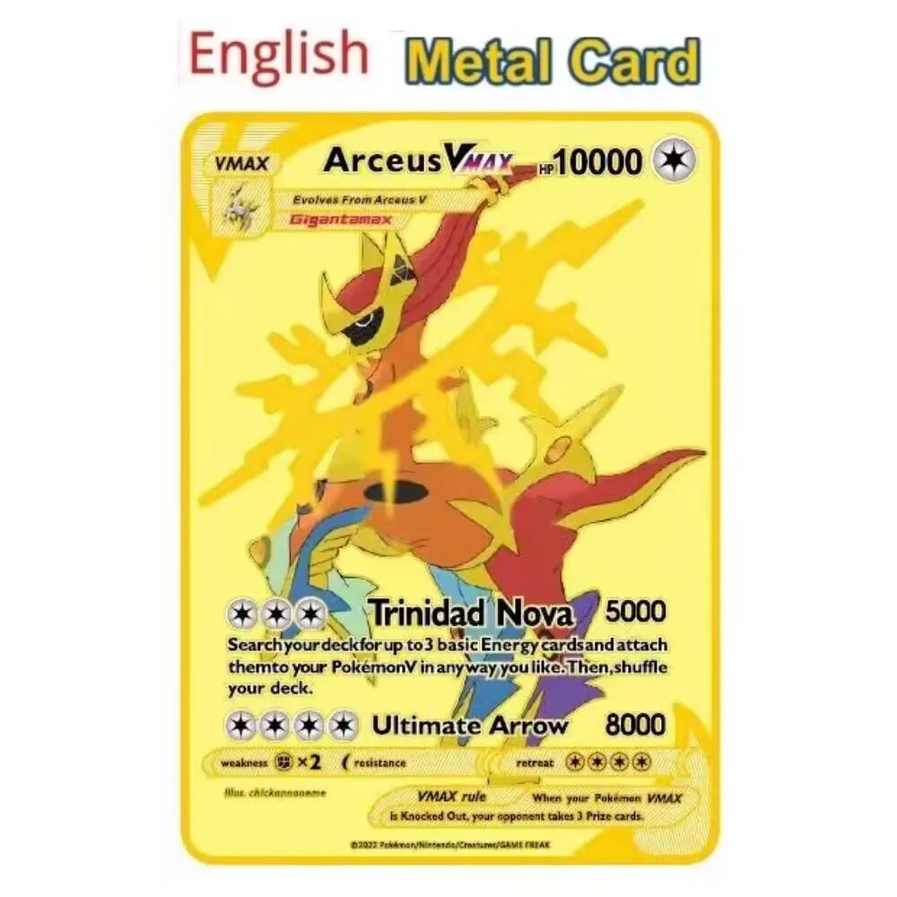 Carte Pokémon Or en métal | 10000 point arceus vmax édition Limitée