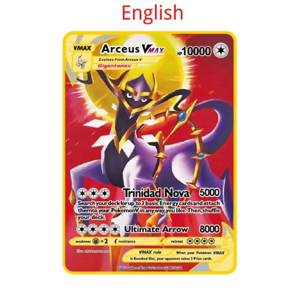 Carte Pokémon Or en métal | 10000 point arceus vmax édition Limitée