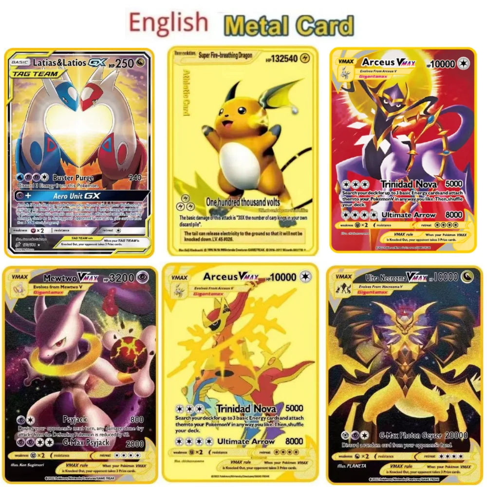 Carte Pokémon Or en métal | gx vmax + 35 choix