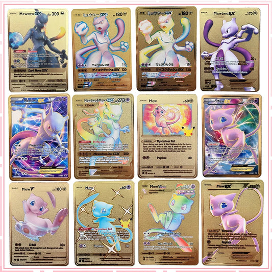 Carte Pokémon Or en métal | Collection  Mew Mewtwo